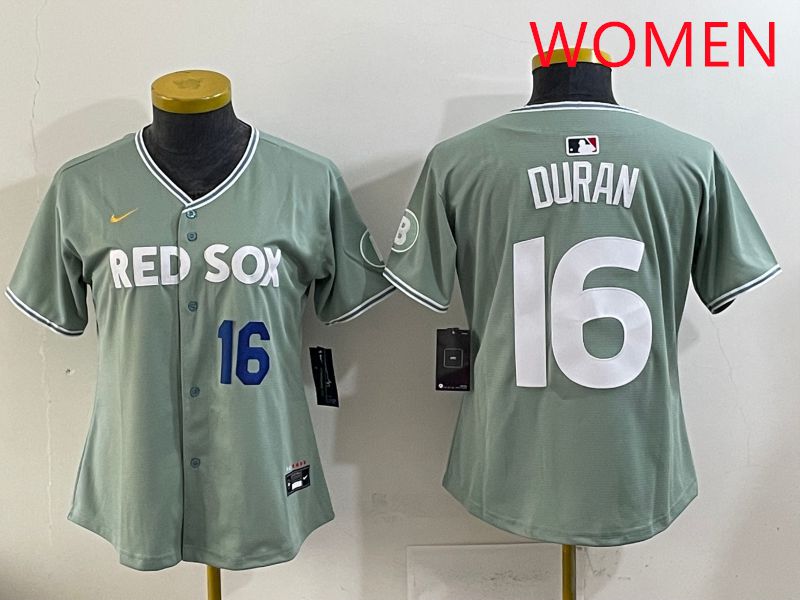 Women 2025 Boston Red Sox #16 Duran Light Green Joint Name Nike MLB Jersey style 4